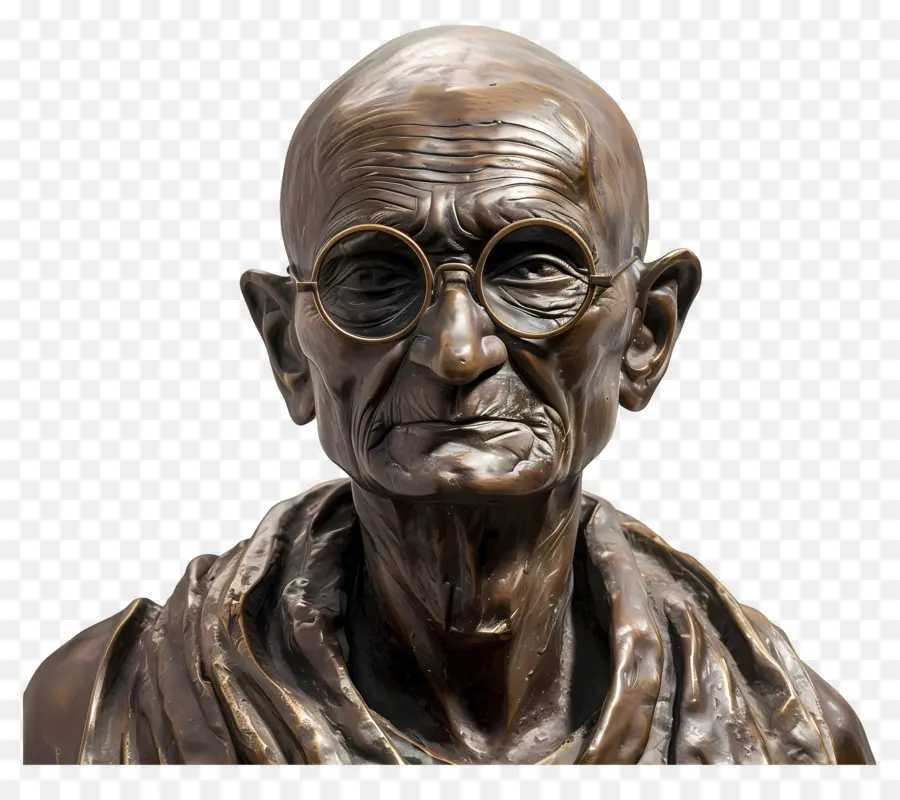 Gandhi Jayanti，Busto De Bronze Com óculos PNG