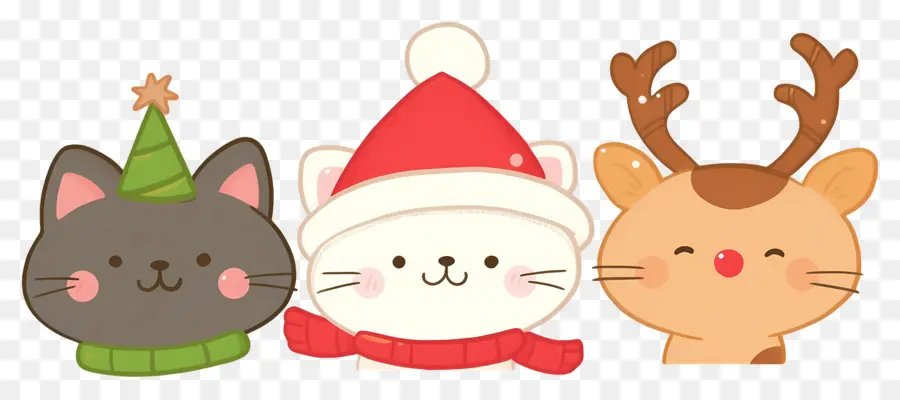 Animal De Natal，Gatos Fofos Com Chapéus De Natal PNG