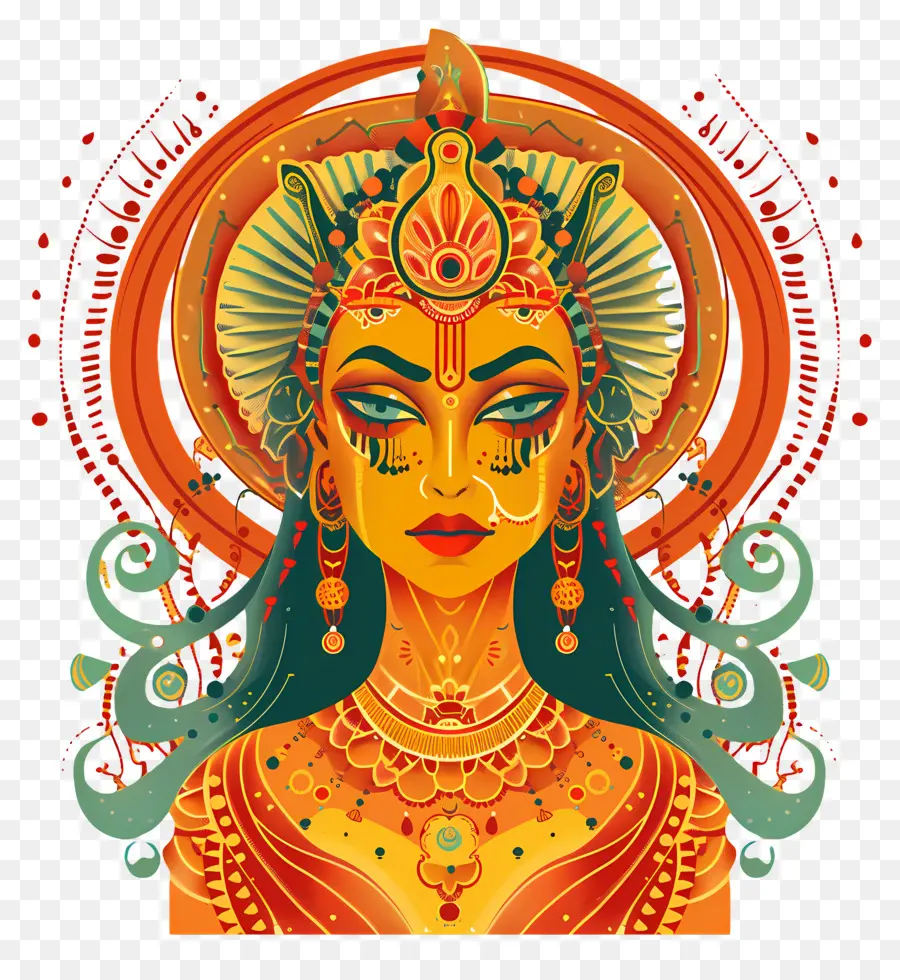 Navratri，Ilustração Da Deusa PNG