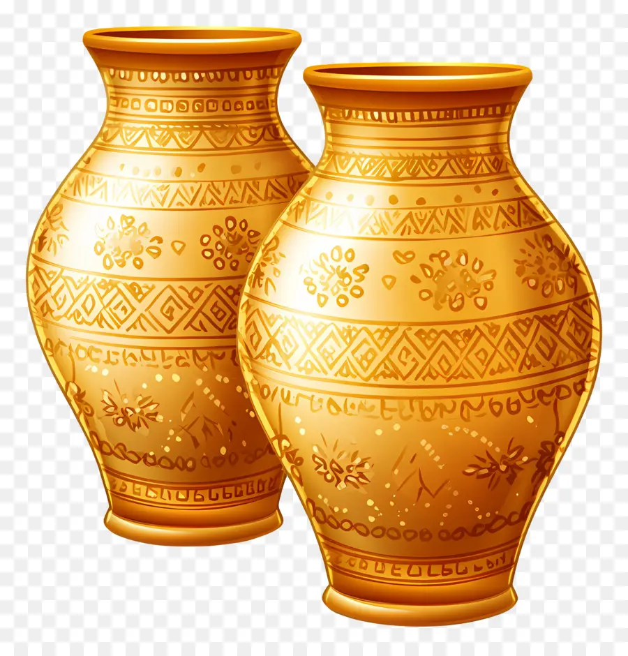 Pote De Casamento Indiano，Vasos Dourados PNG