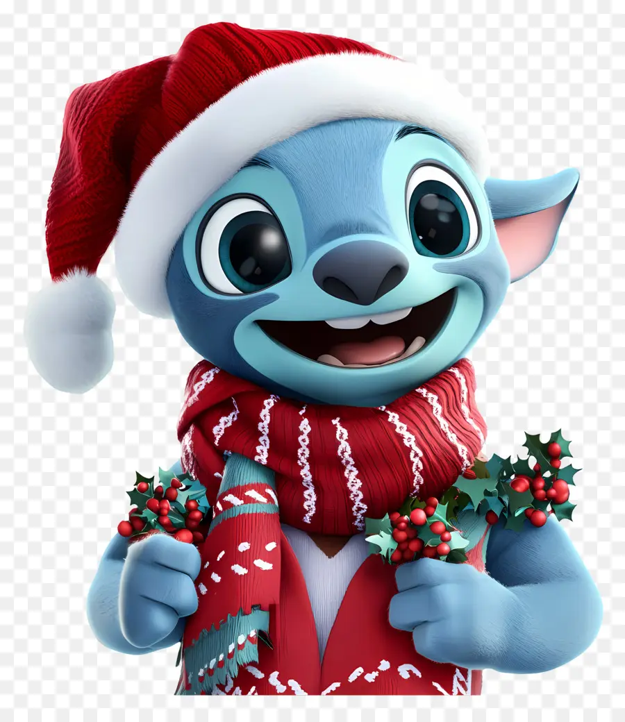 Ponto，Personagem Azul Com Chapéu De Papai Noel PNG