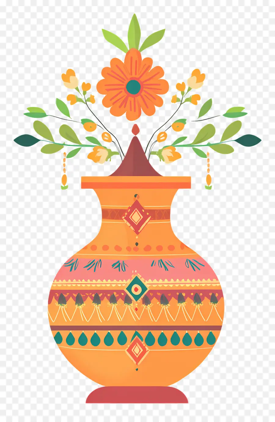 Pote Kalash Indiano，Vaso Floral PNG