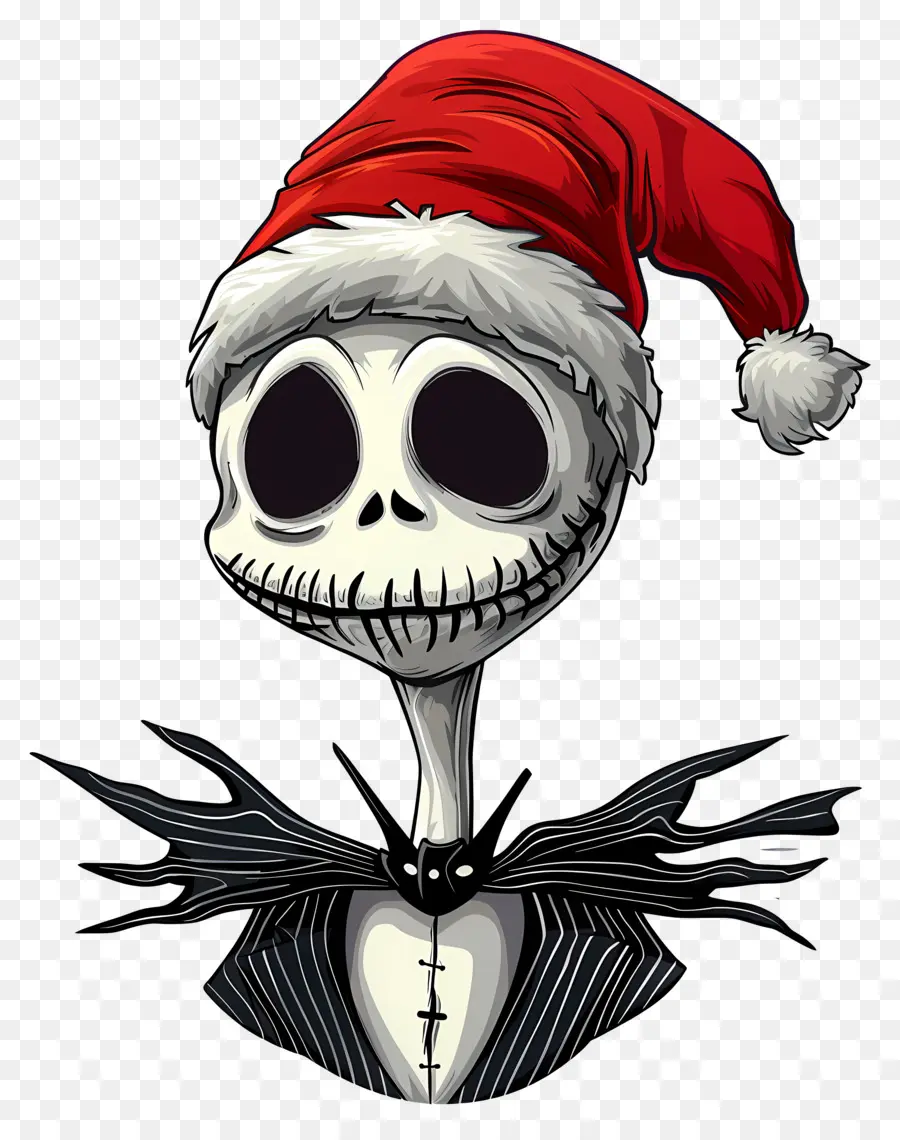 Jack Skellington，Esqueleto De Chapéu De Papai Noel PNG