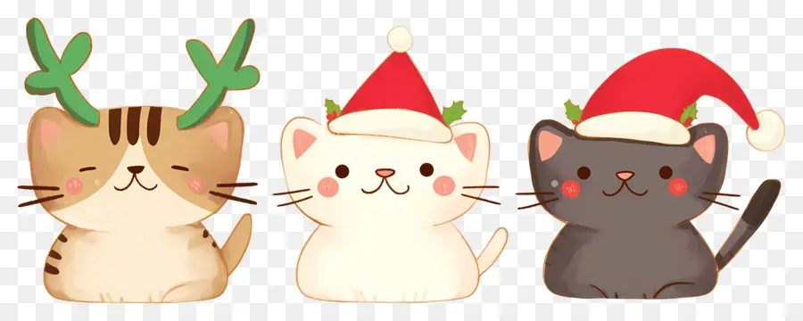 Animal De Natal，Gatos Fofos Com Chapéus De Natal PNG