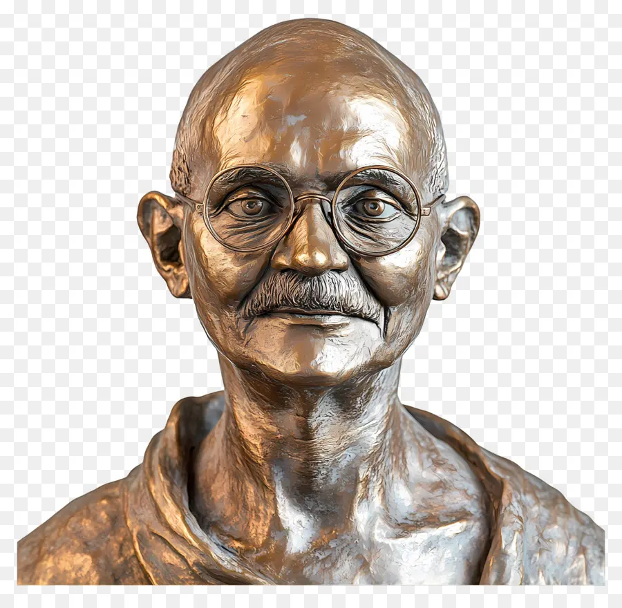 Gandhi Jayanti，Busto De Bronze Com óculos PNG