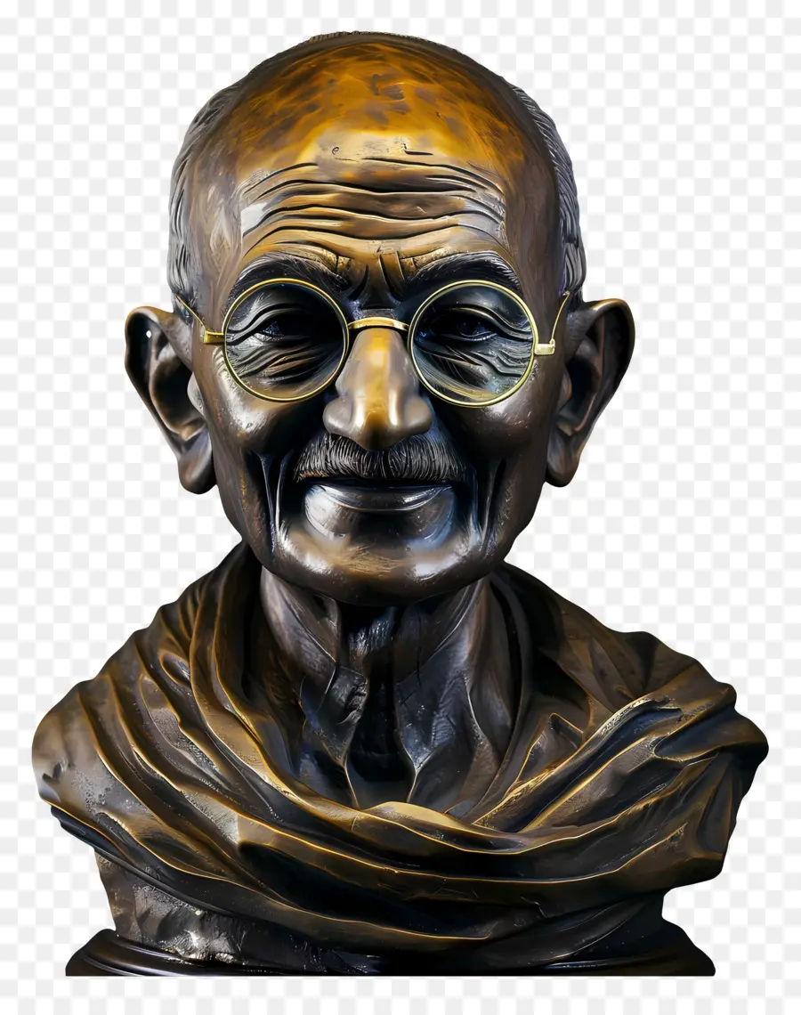 Gandhi Jayanti，Busto De Bronze Com óculos PNG