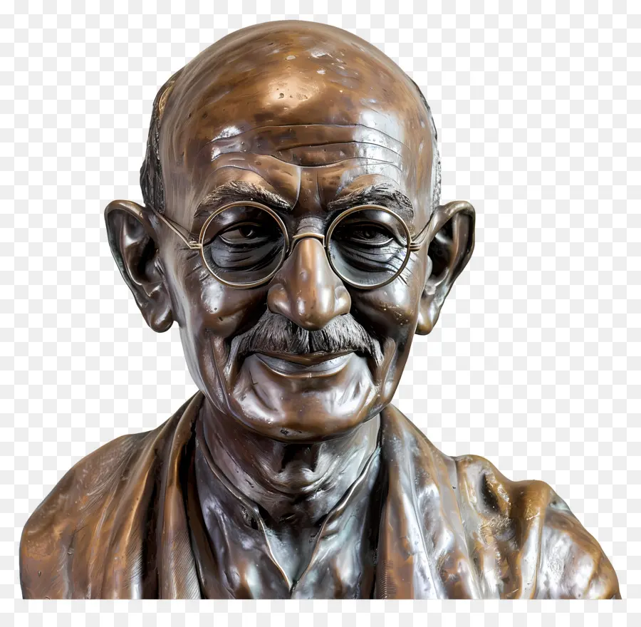 Gandhi Jayanti，Busto De Bronze Com óculos PNG