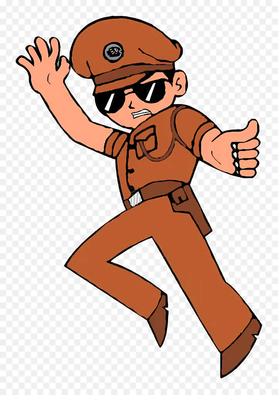 Pequeno Singham，Personagem De Desenho Animado Em Uniforme Marrom PNG