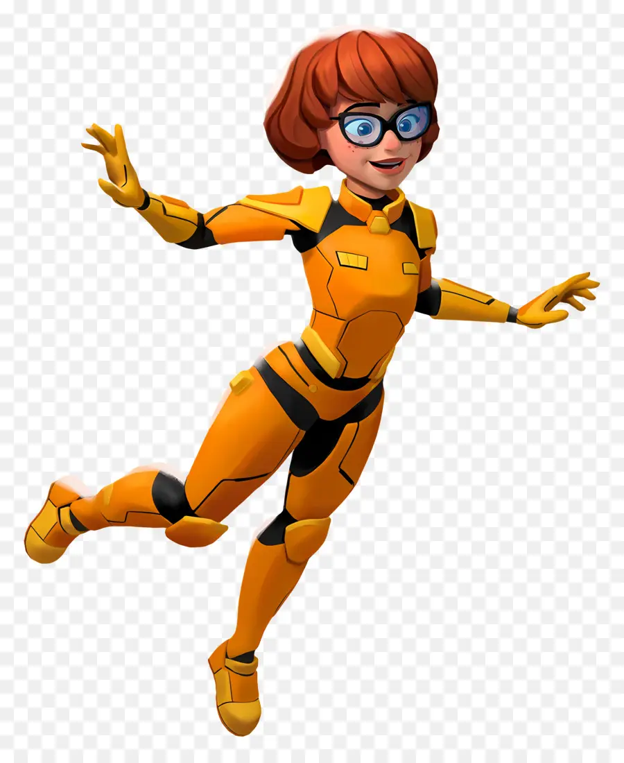 Velma，Personagem De Desenho Animado Em Terno Laranja PNG