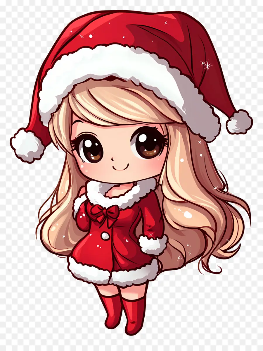 Anime Natal，Garota Santa Chibi PNG