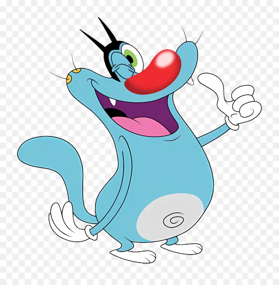 Oggy E As Baratas，Gato Azul Dos Desenhos Animados Com Boca Aberta PNG