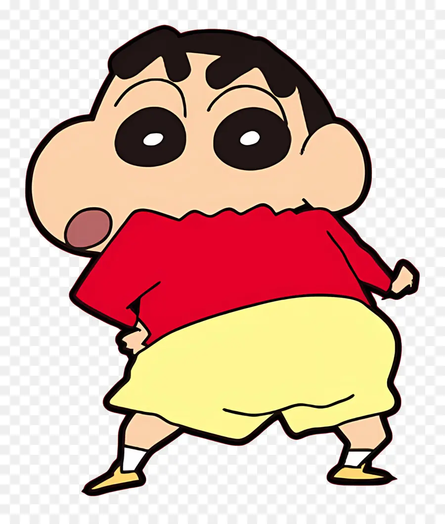 Shinchan，Menino De Desenho Animado Com Camisa Vermelha PNG