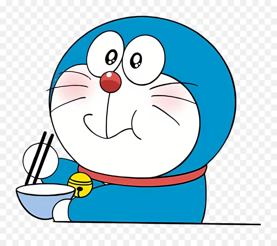 Doraemon，Robô Azul Comendo PNG