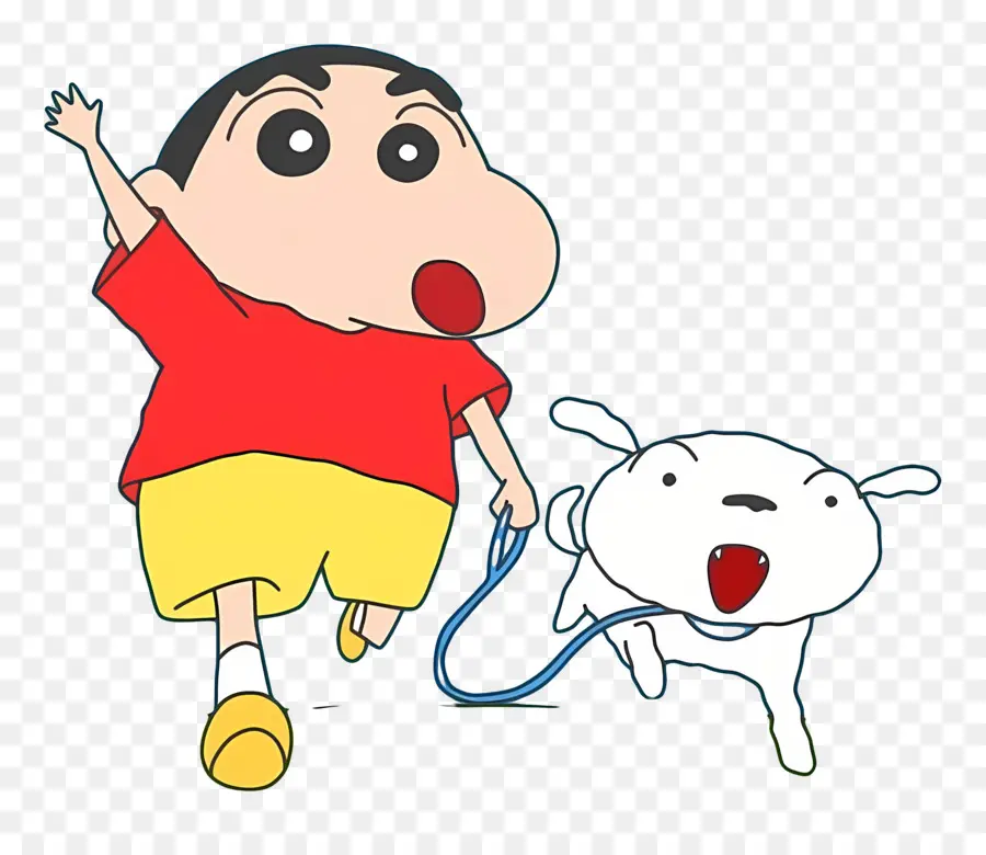 Shinchan，Menino De Desenho Animado Com Cachorro PNG