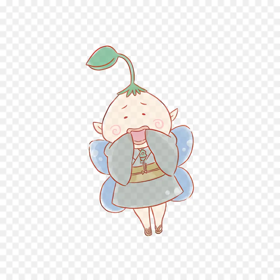 Rilu Rilu Fairilu，Personagem Com Broto De Folha PNG