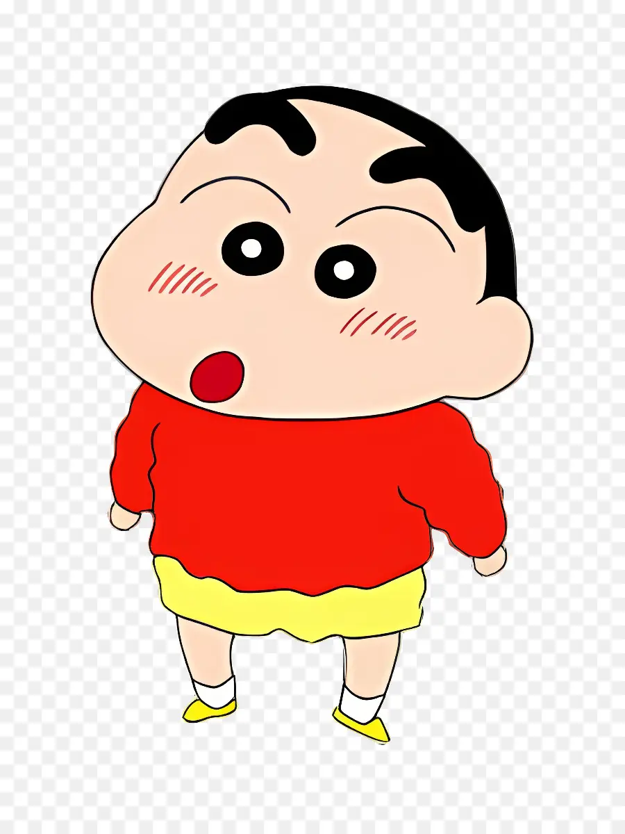 Shinchan，Menino De Desenho Animado Com Camisa Vermelha PNG