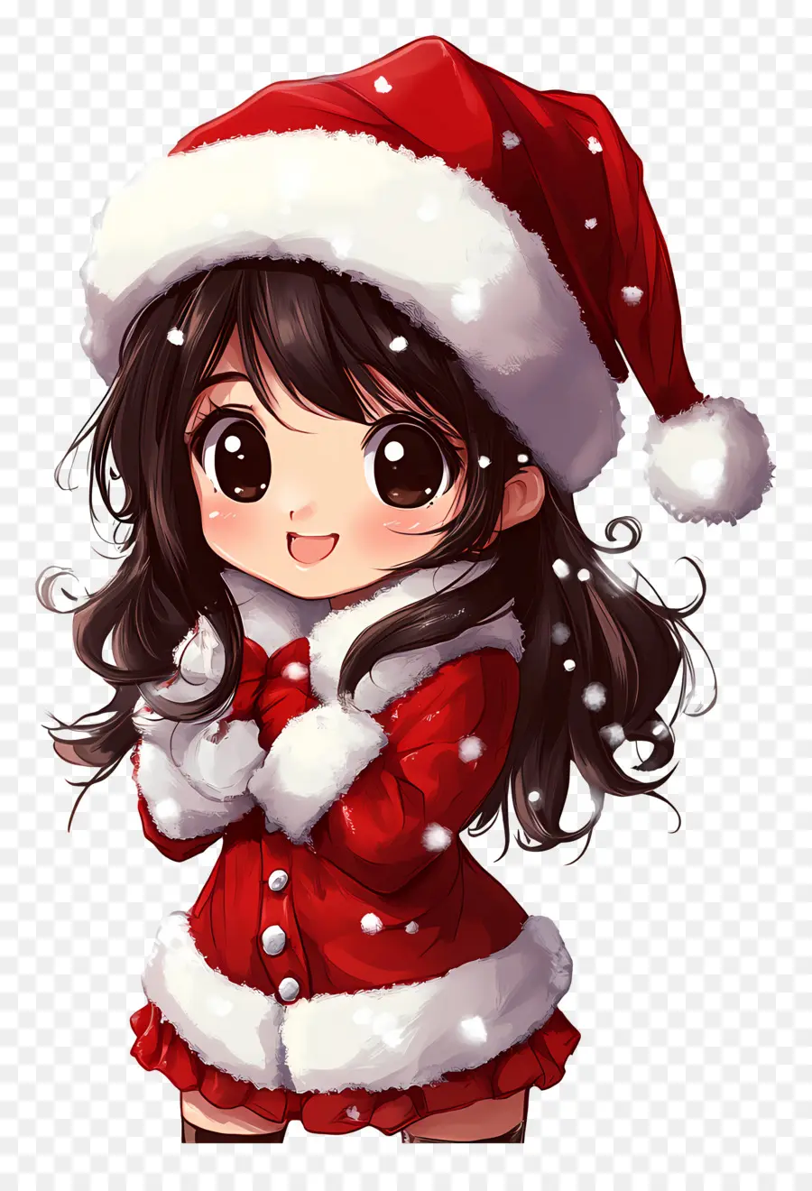 Anime Natal，Garota De Anime Com Roupa De Papai Noel PNG