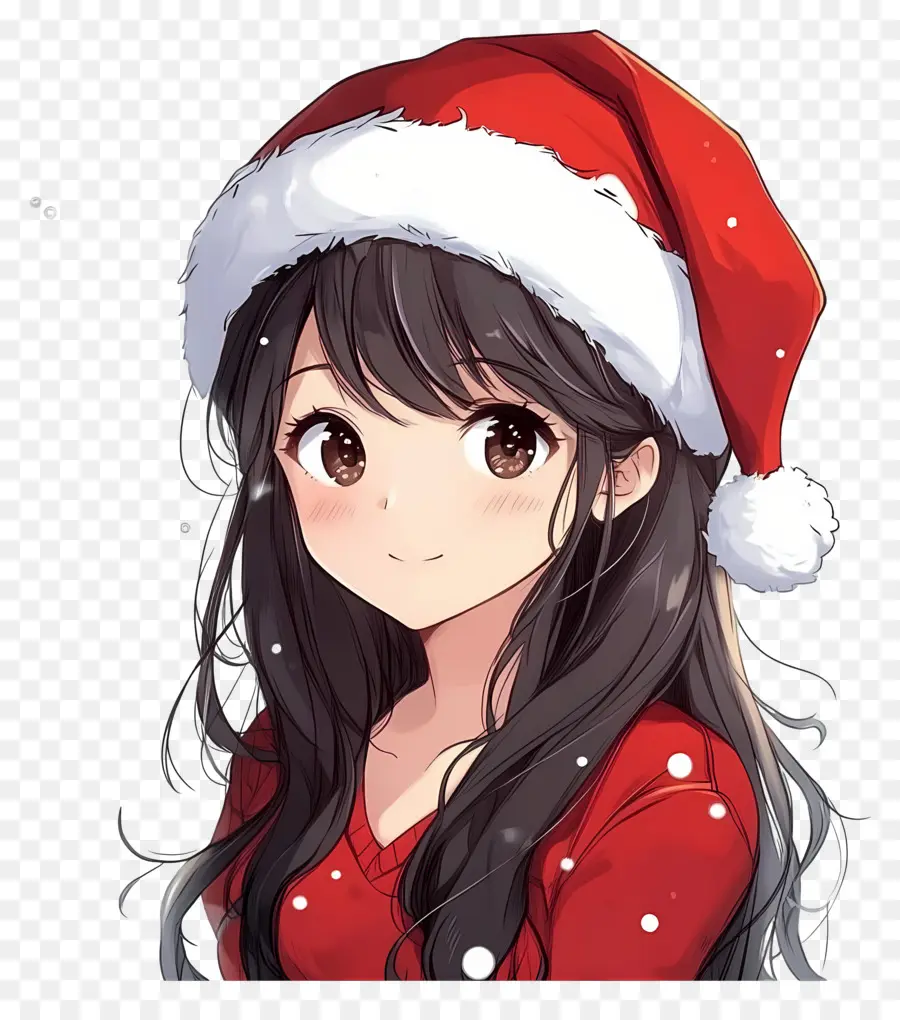 Anime Natal，Garota Do Chapéu De Papai Noel PNG