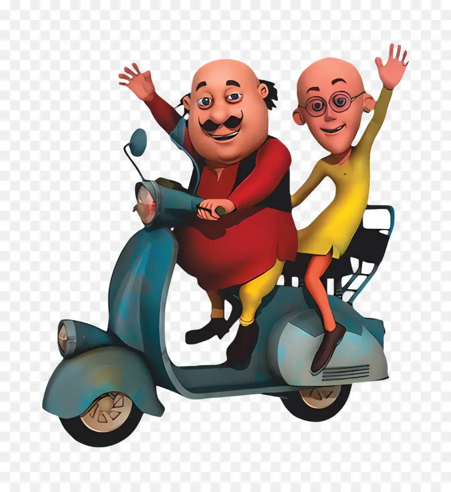 Motu Patlu，Personagens De Desenhos Animados Em Scooter PNG