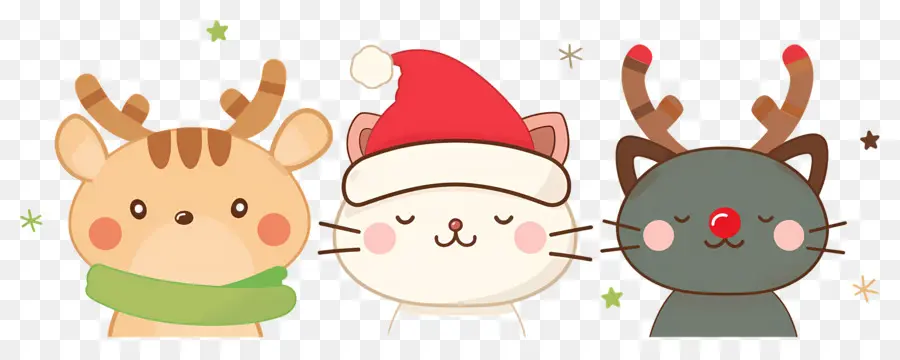 Animal De Natal，Gatos Fofos Com Chapéus De Natal PNG