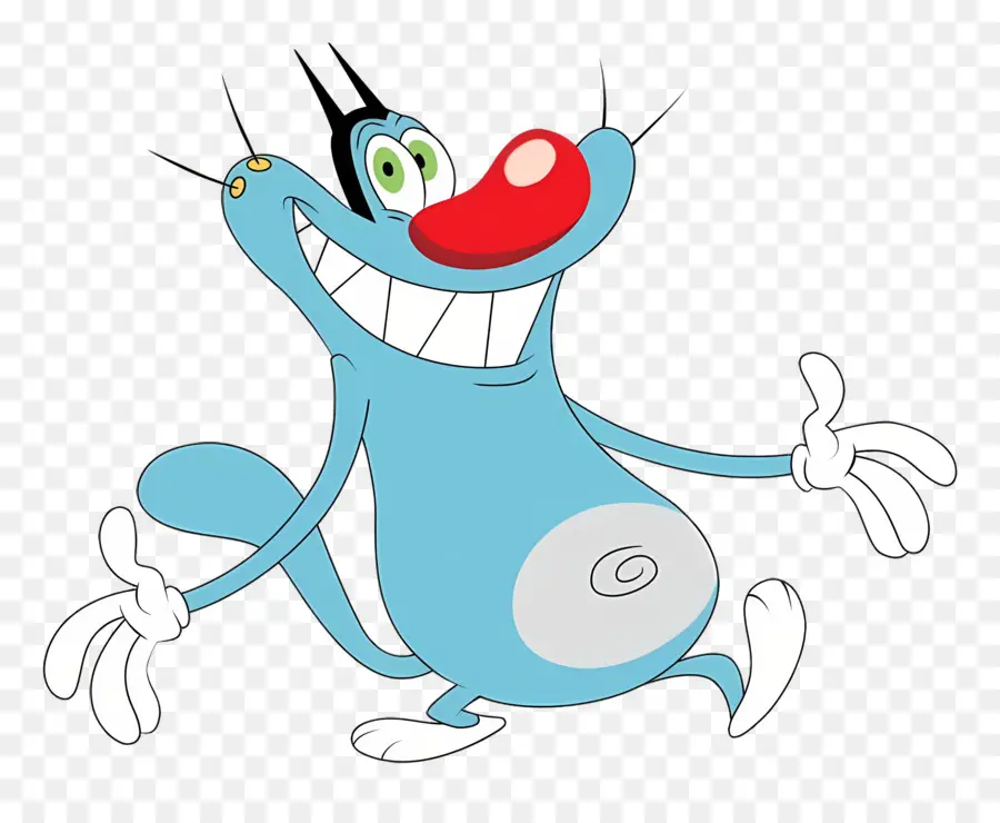 Oggy E As Baratas，Gato De Desenho Animado Azul Sorrindo PNG