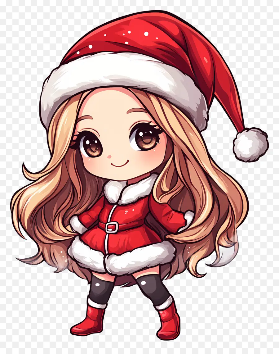 Anime Natal，Garota Santa Chibi PNG