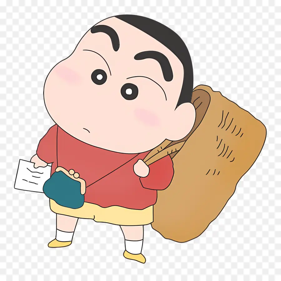 Shinchan，Menino De Desenho Animado Com Bolsa PNG