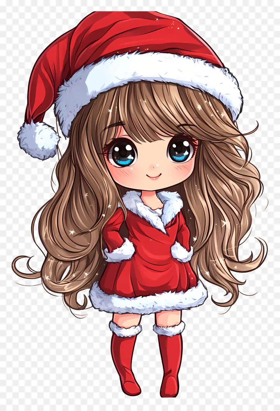 Anime Natal，Garota Santa Chibi PNG