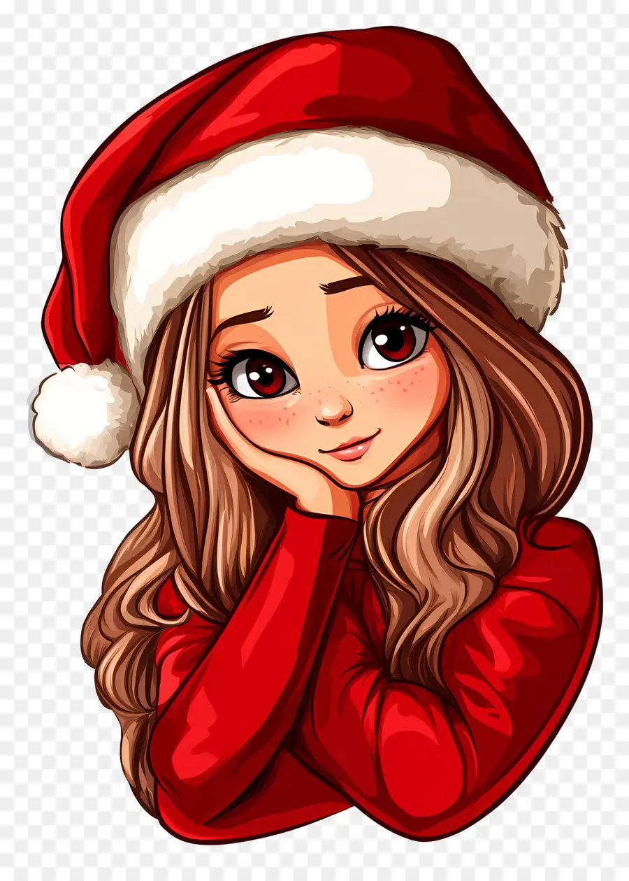 Anime Natal，Garota Do Chapéu De Papai Noel PNG