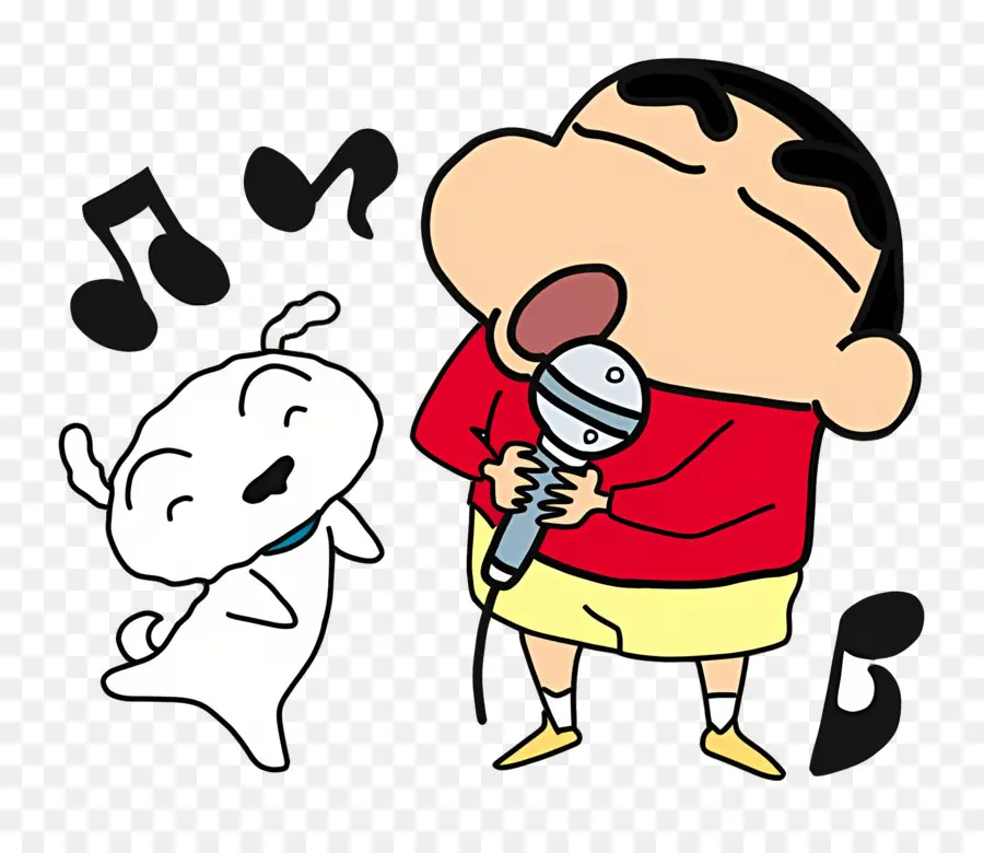 Shinchan，Menino De Desenho Animado Cantando PNG