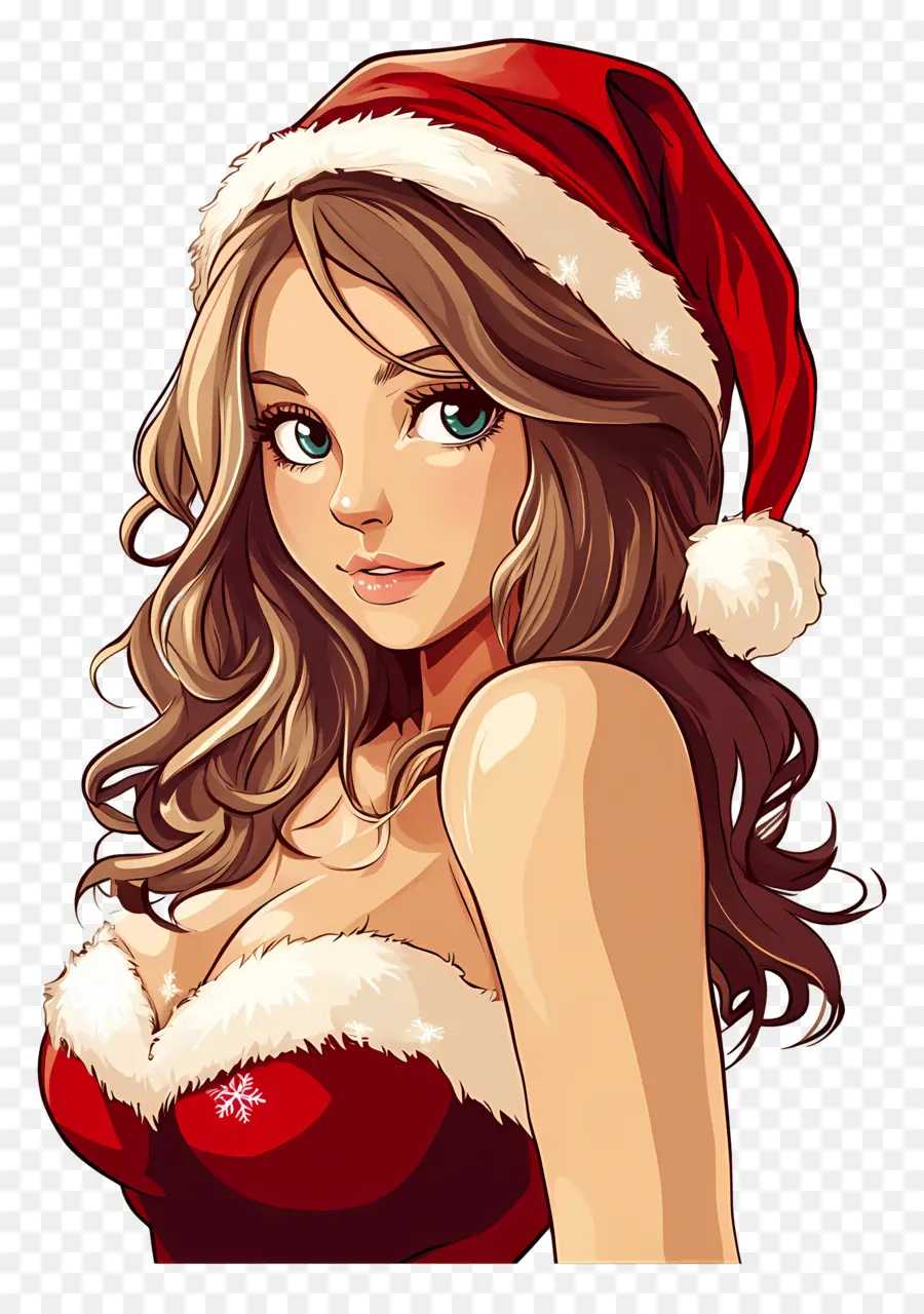 Anime Natal，Garota Do Chapéu De Papai Noel PNG