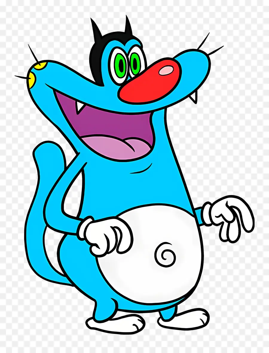 Oggy E As Baratas，Gato Azul Dos Desenhos Animados Com Boca Aberta PNG