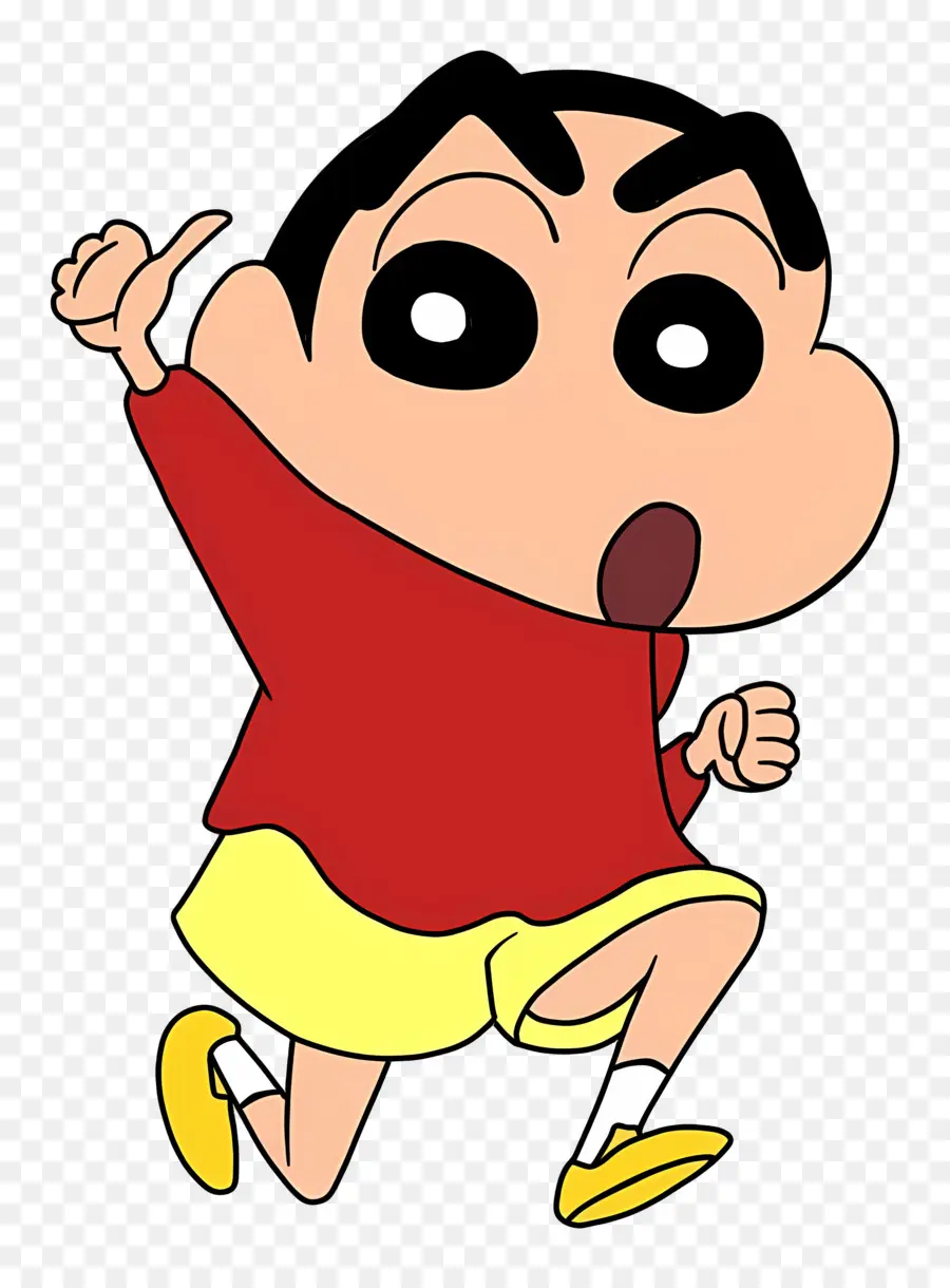 Shinchan，Menino De Desenho Animado Com Camisa Vermelha PNG