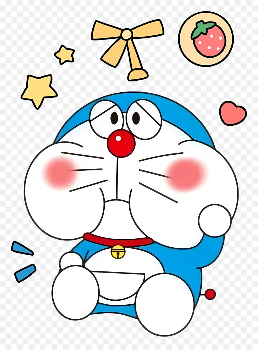 Doraemon，Robô Azul Corando PNG