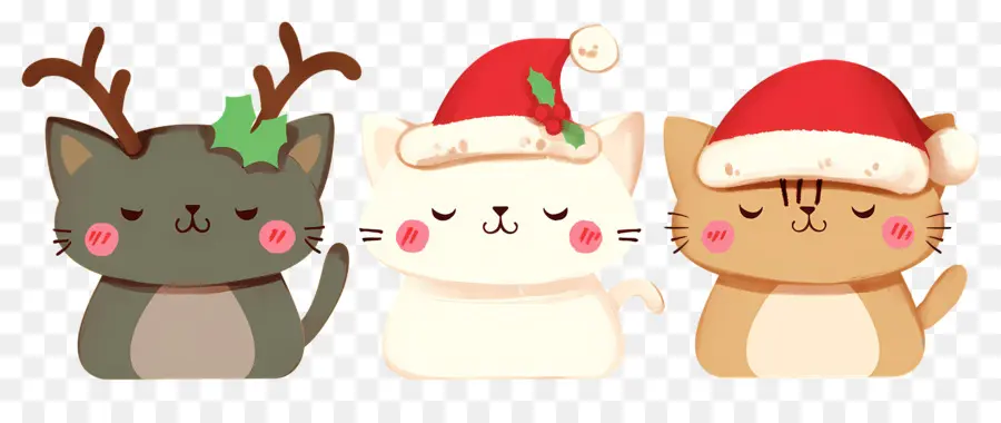 Animal De Natal，Gatos Fofos Com Chapéus De Natal PNG