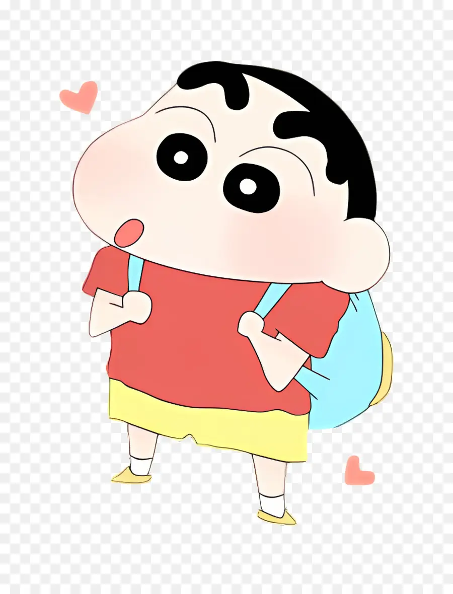 Shinchan，Menino De Desenho Animado Com Mochila PNG