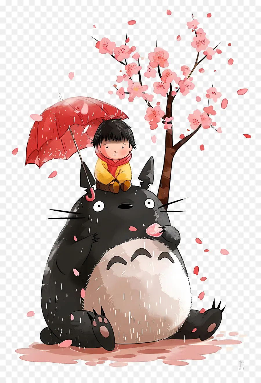 Totoro，Totoro Com Guarda Chuva PNG