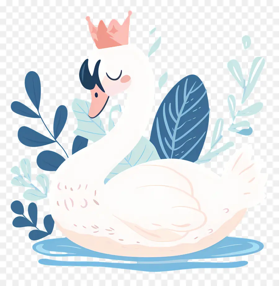 Cisne Fofo，Cisne Com Coroa PNG