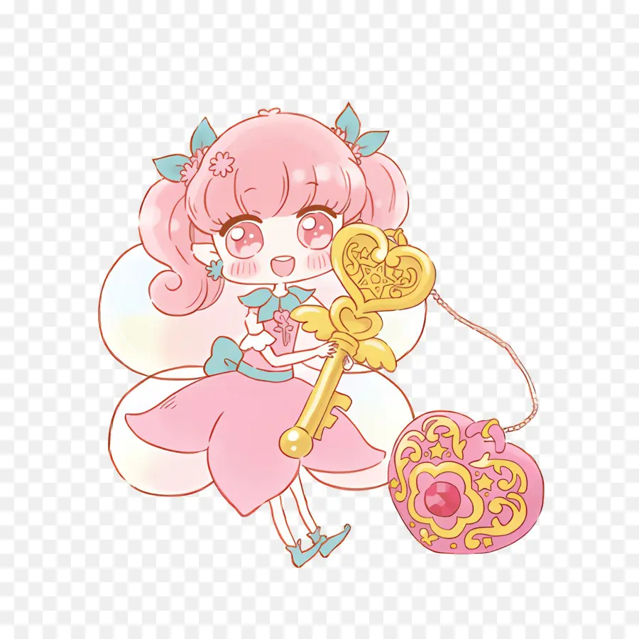 Rilu Rilu Fairilu，Fada Rosa Com Chave PNG