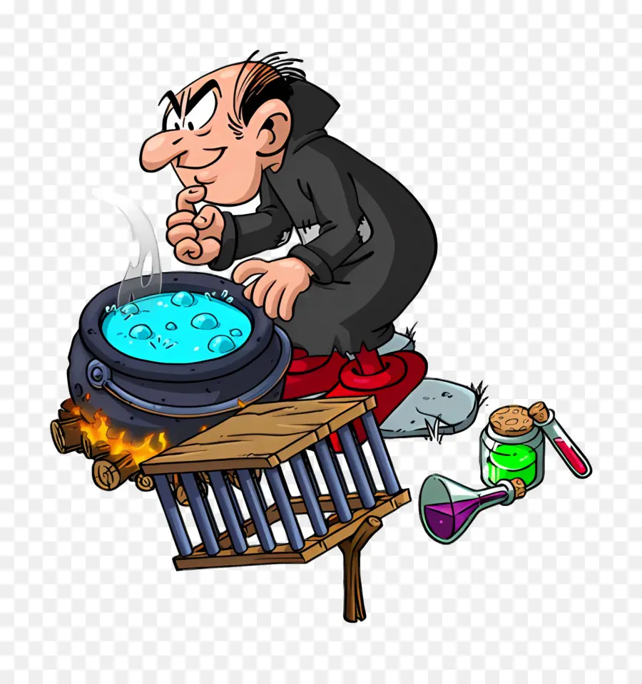 Gargamel，Vilão De Desenho Animado Com Caldeirão PNG