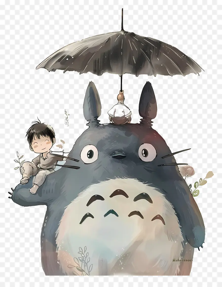 Totoro，Totoro Com Guarda Chuva PNG