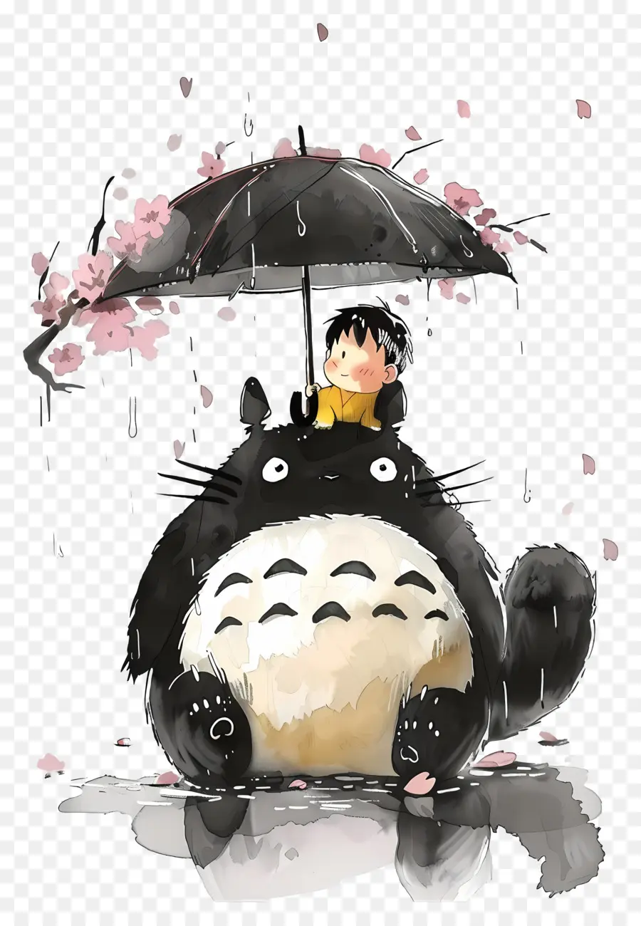 Totoro，Totoro Com Guarda Chuva PNG