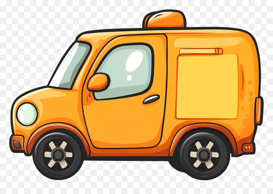 Carro De Entrega，Van Laranja De Desenho Animado PNG