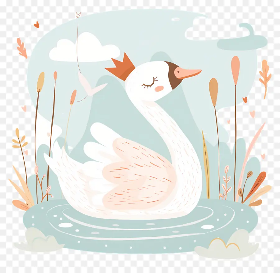 Cisne Branco，Cisne Com Coroa PNG