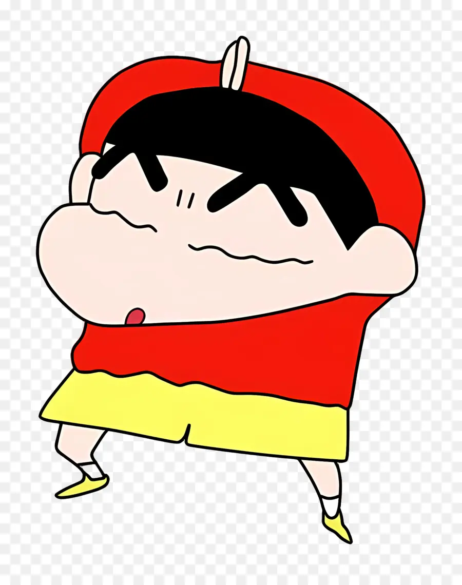 Shinchan，Personagem De Desenho Animado Com Camisa Vermelha PNG