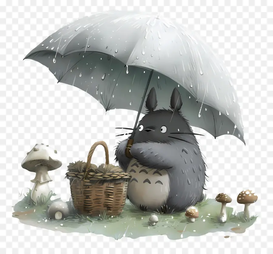 Totoro，Totoro Com Guarda Chuva PNG