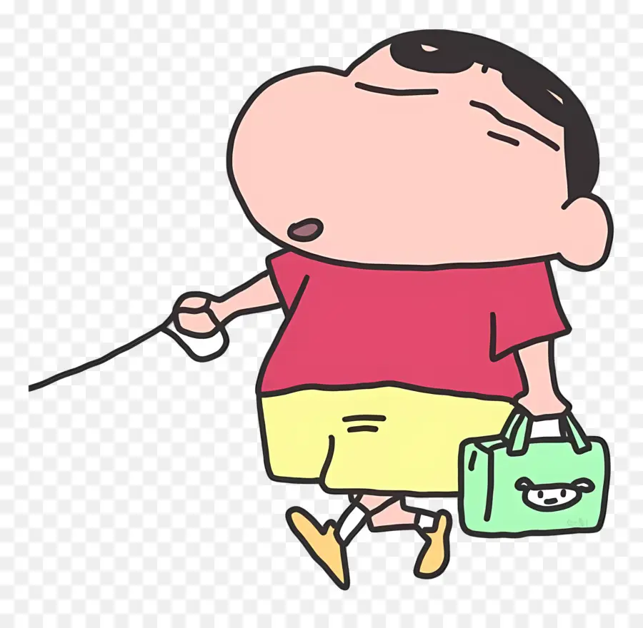 Shinchan，Menino De Desenho Animado Com Bolsa PNG