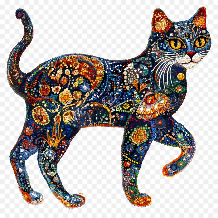 Passeio De Gato，Gato Artístico PNG