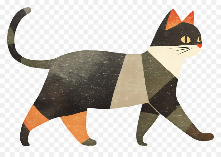 Passeio De Gato，Gato Estilizado PNG