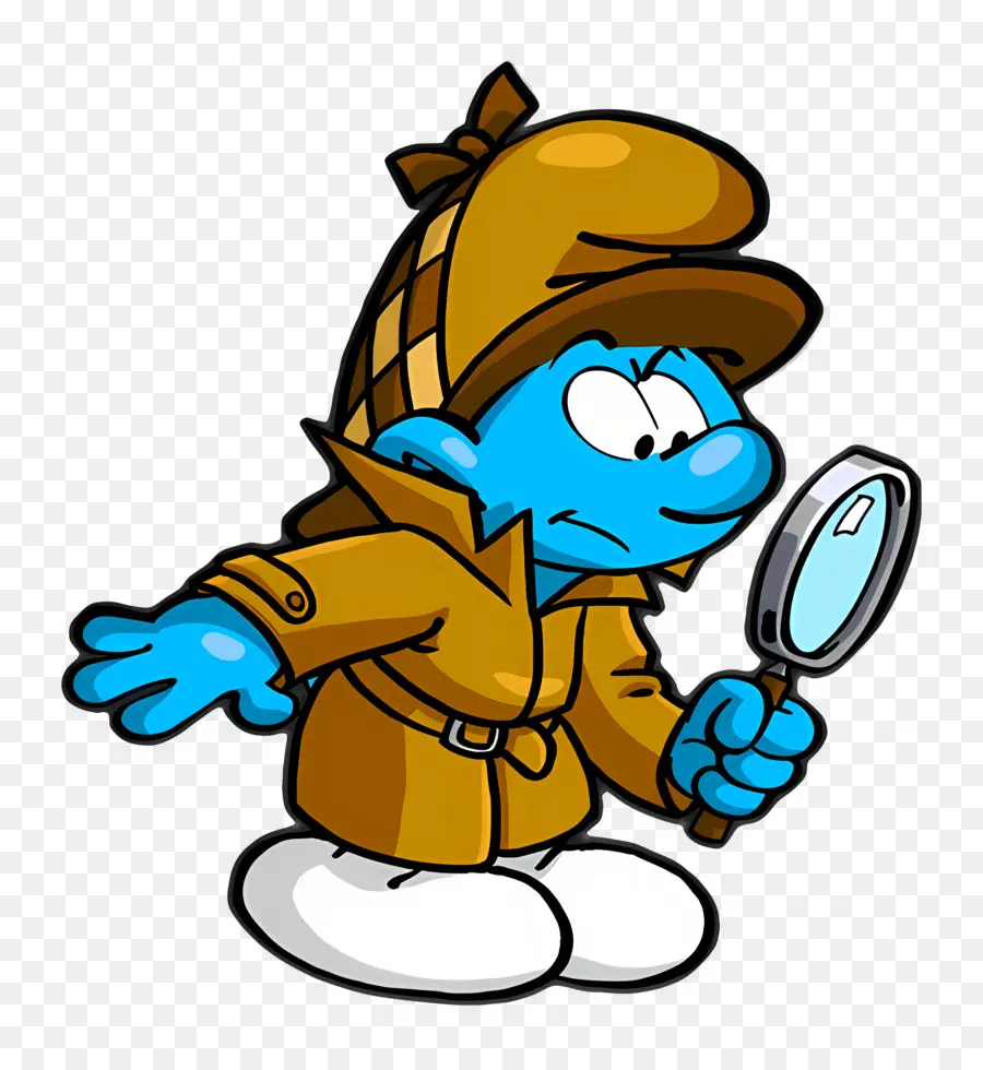 Detetive Smurf，Personagem De Desenho Animado Detetive Azul PNG